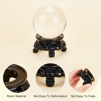 AHANDMAKER 3 Pcs Black Crystal Ball Display Stand Pedestal, 3 Size Small Resin Sphere Stand Gazing Ball Holder Pendulum Plate Stand for Display Crystal Ball Stone Quartz Ball Orb Home Table Decor