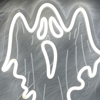 Halloween Decorations Ghost Face LED Neon Sign, Dimmable Neon Light for Game Room Wall Decor Man Cave Birthday Halloween Decor Christmas Gift (16.8in*10.63in)