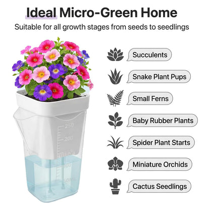 DIGARDPRO 10 Pack 2.5" Self Watering Pots for Indoor Plants with Anti-Tip Tray & Reservoir Refill Bottle, Seed Starter Kit for Seedlings, Cuttings, Succulents, Herbs