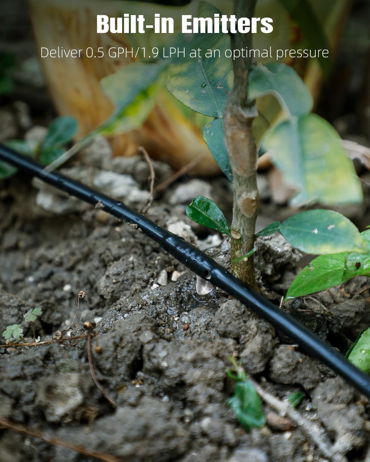 Pawfly 200 ft 1/4 Drip Irrigation Tubing, 1/4" Emitter Tubing with 6" Spacing, Polyethylene Drip Line with 24 Parts, Black Distribution Tubing for Drip Irrigation System, Drip Irrigation Hose Roll