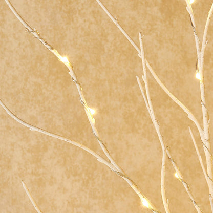 Fudios Lighted Branches 30IN Tall Birch Twig Lights, 100 LED, White, 2 Sets, Battery Operated for Indoor/Outdoor Holiday Decor