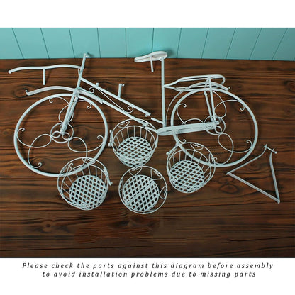 yerealye Metal Bicycle Plant Stand, Outdoor/indoor Decorative Flower Rack Bike Shape Planter Flower Holder with 4 Baskets for Patio, Garden, Balcony, Yard, Home Decor Ornament(108x70cm(42x27), Green)
