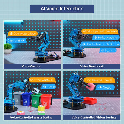 Robotic Arm for Arduino AI Vision & Voice Interaction Serial Bus Servo Smart 6DOF Robot Arm, STEM Project Educational Robot with Tutorials, Science/Coding/Programming Set, LeArmAI Standard Kit