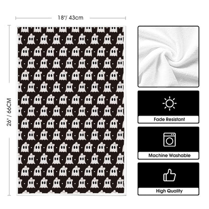 Artoid Mode Black Ghost Spooky Halloween Kitchen Towels Dish Towels, 18x26 Inch Bow Knot Decoration Hand Towels Set of 2