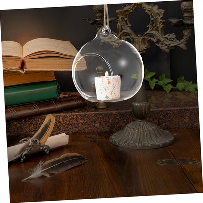 Amosfun 5pcs Hanging Glass Terrarium Decorative Tealight Holders with Double for Floral Displays Air Plants Elegant Centerpieces for Weddings Holidays Home Decor