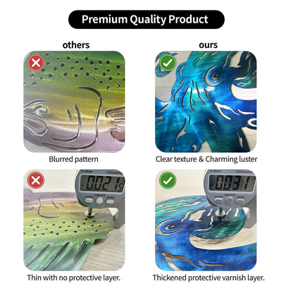 LiveInUrban Coastal Wall Art Angelfish Metal Wall Sculptures, Ocean Beach Themed Metal Hanging Home Decoration 3PCS 9.9"x7.8"