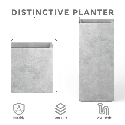Kante 19.9" H Tall Rectangular Concrete Planter, Modern Square Diameter Plant Pot with Drainage Hole and Rubber Plug for Indoor Outdoor Home Patio Garden, Natural Concrete