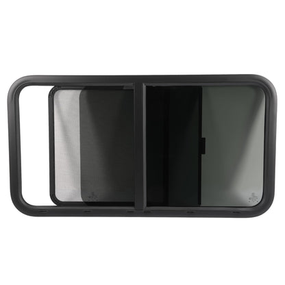HECASA RV Window Teardrop Horizontal Sliding 42inW x 22inH, Tempered Glass, Powder Coated Black, Model MO-5414, 1PC