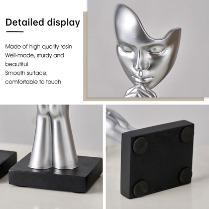 3 Pcs Silver Decor Prayer Statues, Modern Prayer of Peace Figurines Shelf Decor Accents, Abstract Art Sculpture Home Decorations for Living Room Bedroom Office Bookshelf Coffee Table, Gifts for Women