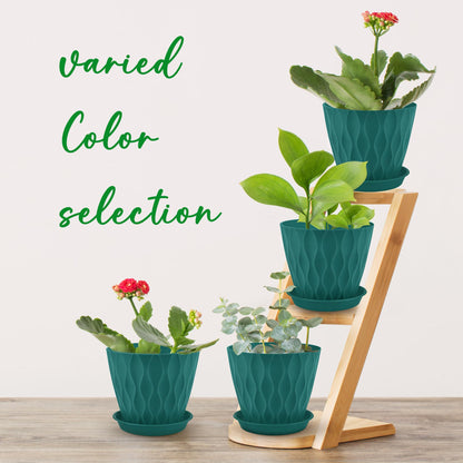 YNNICO 6 inch Plant Pots, 6 Pack Flower Pots Outdoor Indoor, Planters with Drainage Hole and Tray Saucer-Blue
