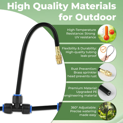 120FT Drip Irrigation System for Garden: Quick Connect 1/4" PE Tubing 18Pcs Automatic Water Sprinkler Kit Adjustable Misting Part Watering Hose, Outdoor Raised Bed Plants Flower Yard Greenhouse