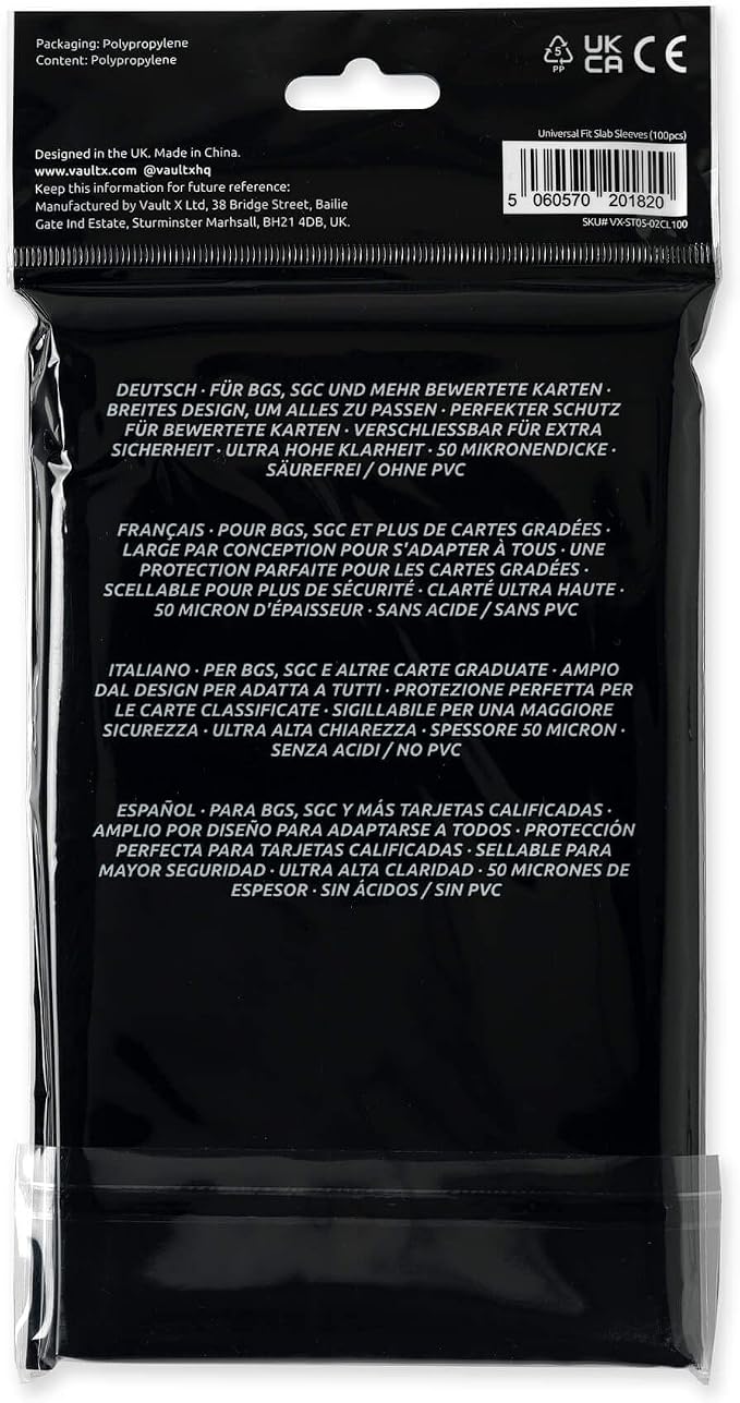 Vault X Graded Trading Card Slab Sleeves, Bags for Universal Fit for BGS, SGC, ACE Cases and More, Collectible Card Games, Sports, TCG (200 Pack)