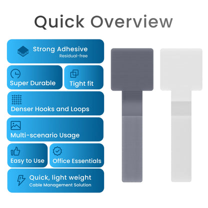 LX IntMfr. Hook and Loop Cable Ties, Self Adhesive Hook and Loop Cable Straps, Sticky-back Cord Organizer, Cable Clip, Household & Office Essentials, 40Pcs per Pack