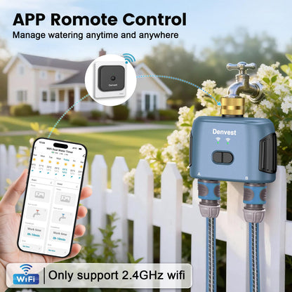 WiFi Water Timer for Garden Hose with Brass Inlet,Smart Hose Timer with WiFi Hub, APP & Voice Control,Up to 20 Watering Plans, 2-Zone Sprinkler Drip Irrigation System Controller for Yard Lawn Watering