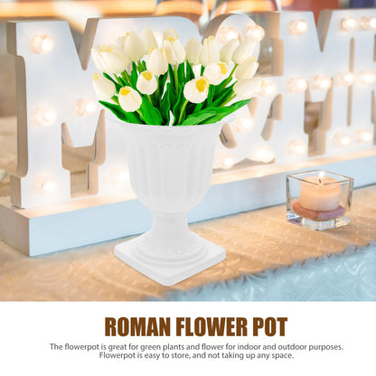 Abaodam 2pcs Urn Planter Flowerpot Flower Stand for Wedding Flower Pots Indoor Front Door Decorations Pots for Plants Tall Planter Outdoor Vase White, 6.7X5.5X5.5in