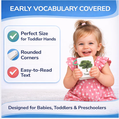 250 Thick & Sturdy Learning Flashcards for Toddlers 1-3 with Rings - Alphabet Flash Cards & Sight Words for Toddlers 2-4 yrs Included - Toddler Flash Cards Ages 2-3
