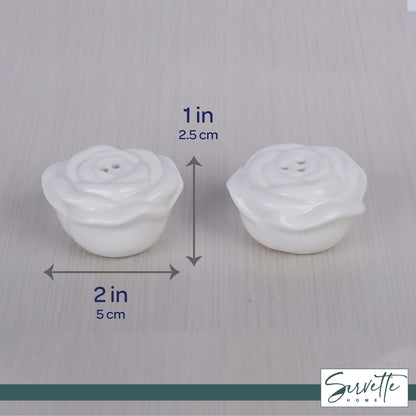 Mini White Roses Salt and Pepper Shakers