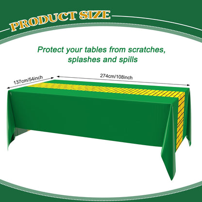 Fanfanwin 6 Pcs Yellow Brick Runner Tablecloth 54 x 108 Inch Brick Wall Backdrop Green Waterproof Rectangle Disposable Cover, Princess Decorations Party Supplies for Carnival Cosplay Party