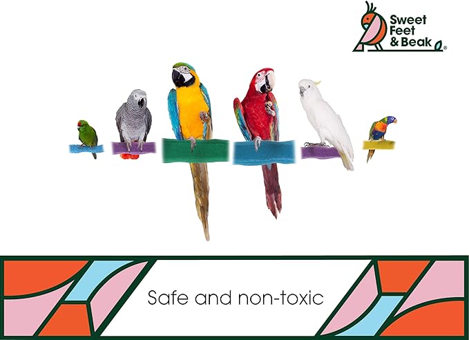 Sweet Feet and Beak Comfort Grip Safety Perch for Bird Cages - Pedicure Perch for Birds to Keep Nails and Beaks in Top Condition - Safe Easy to Install Bird Cage Accessories L 13" - Green