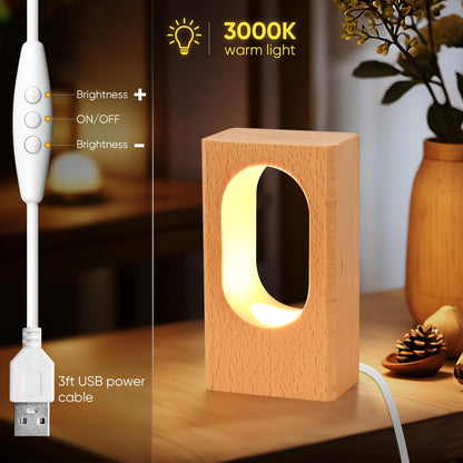 YIEONSHION LED Wood Desk Lamp, Dimmable Bedside Night Light for Bedroom, Creative Wooden Table Lamp, Warm Ambient Lighting, Unique Home Decor & Housewarming Gift