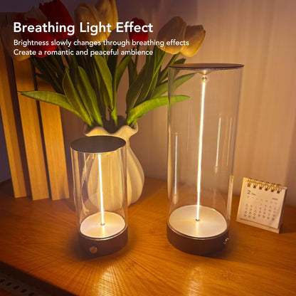 Jiawu Bedside Night Light, Modern Minimalist Dimmable Touch Lamp with Breathing Effect & Flexible Filament, USB Charging Portable LED Table Lamp for Bedroom Baby Nursery Living Room