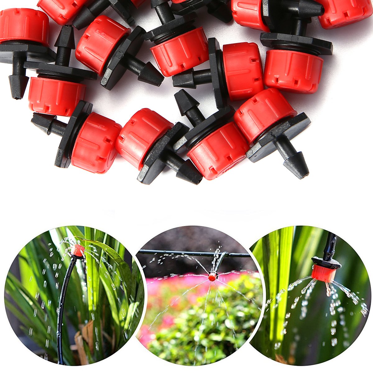 MSDADA Drip Irrigation System Kit, Automatic Plant Watering System 1/4" Blank Distribution Tubing Hose Kit, DIY Adjustable Nozzle Emitters for Plant, Garden, Greenhouse, Patio, Flower Bed, Lawn (81ft)