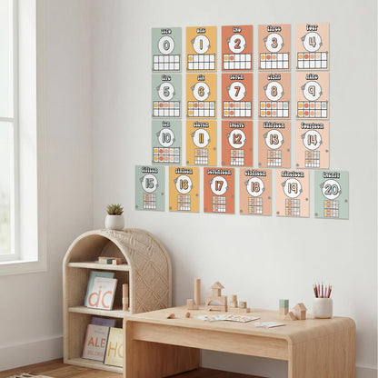 Colarr 21 Pcs Number Posters for Classroom Wall Decor 11 x 8.5 Inch Educational Number Poster Learning Chart for Kindergarten Preschool Teacher Classroom Must Have Essentials(Boho)