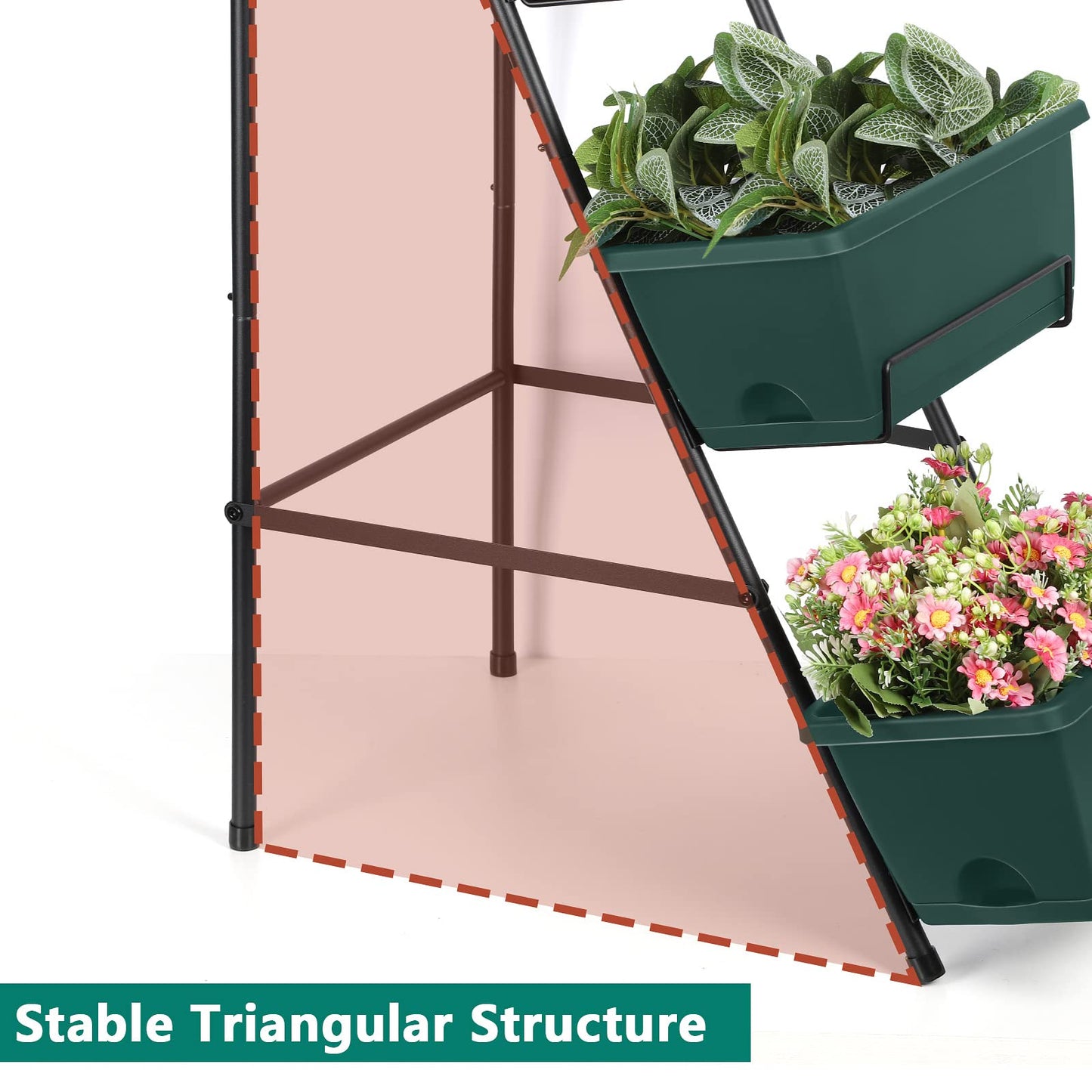 OYEAL Raised Garden Bed 4 Tier Vertical Garden Planters Indoor Outdoor Raised Planter Box with Legs Elevated Herb Garden Planter for Flowers Vegetables Plants, Green, 16.8 * 18.3 * 41.5 Inches