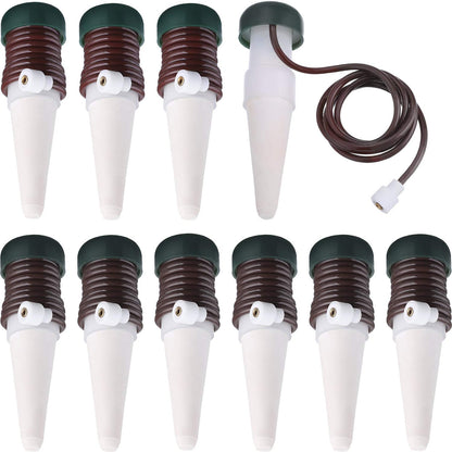Hestya 10 Pack Plant Watering Stakes Automatic Devices Plant Self Drip Irrigation Slow Release Indoor Outdoor Terracotta Water Spikes for Potted Plants Flower (Black Base)