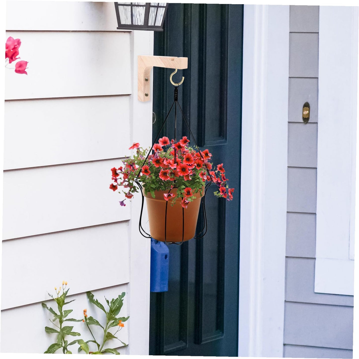jojofuny 2pcs Wood Plant Wall Hooks Heavy Duty Hanging Plant Hangers for Indoor Outdoor Garden Planter Hooks with Natural Wood Finish