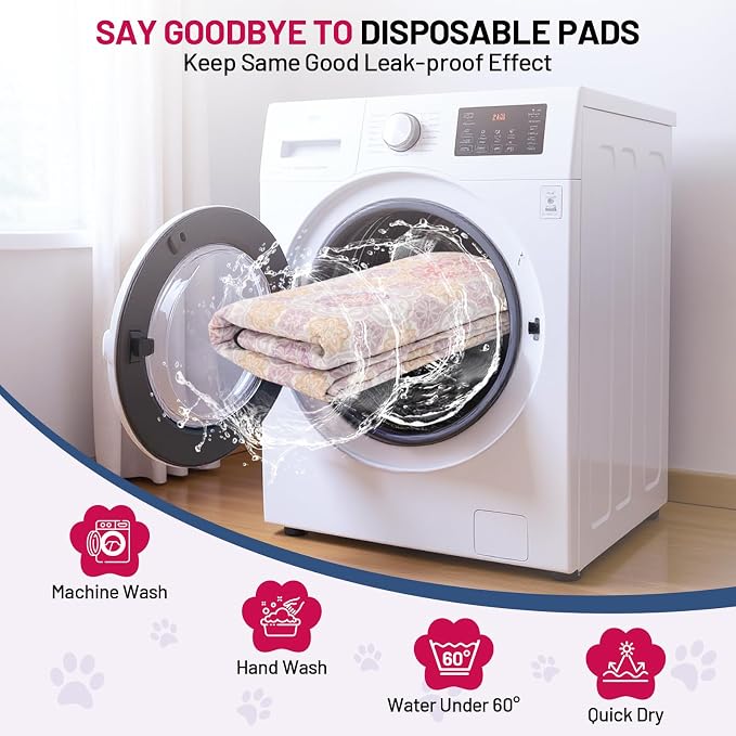 Washable Dog Pee Pads - Absorbent Reusable Puppy Training Pads, Waterproof Leak - Proof & Non - Slip for Crate Whelping Potty Training 24x36 (Pack of 2)