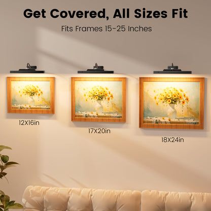 Craftersmark Wireless Picture Lights 12", 4400mAh Battery Powered Cordless Wall Lights, 2Pack Dimmable Remote Timer for Painting Artwork Living Room (Black)