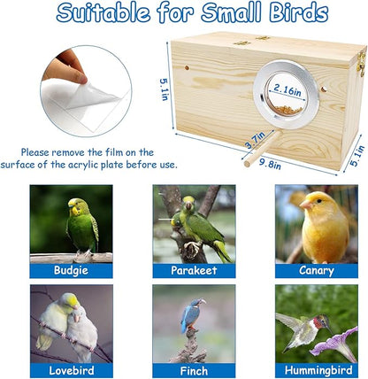BNOSDM Parakeet Nesting Box Transparent Bird Nest Breeding Box with Perch (M)