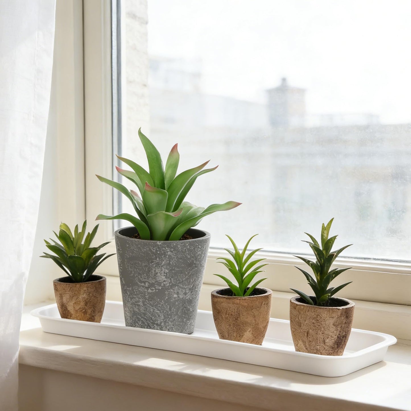 Sewroro 10pcs Rectangular Plant Saucers, Plastic Flower Pot Trays for Indoor Outdoor Use, 15. 7 X 5. 9 Inch Water Catchment Trays for Overwatering Protection, Reusable Bonsai Pot Bases