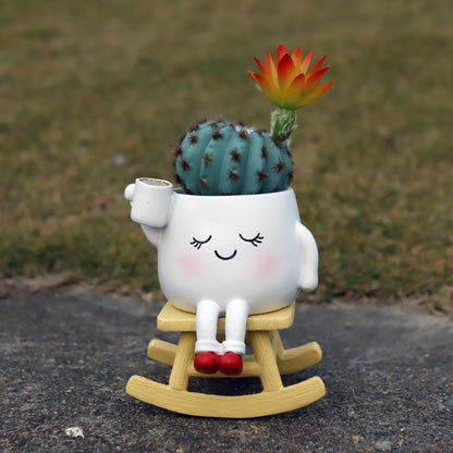 Dolkgy Cute Plant Pots Face Planters Set, Fun Head Planters Cactus Succulent Pots for Indoor Outdoor Plants, Unique Flower Vase Gift Kit for Plant Lover