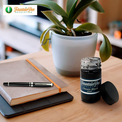 FPR Classic Black Fountain Pen Ink - 30 ml Saturated Black Ink Bottle for Smooth, Effortless Writing - Professional/Daily Use Refill Ink for Fountain Pens - Premium Stationery Supplies