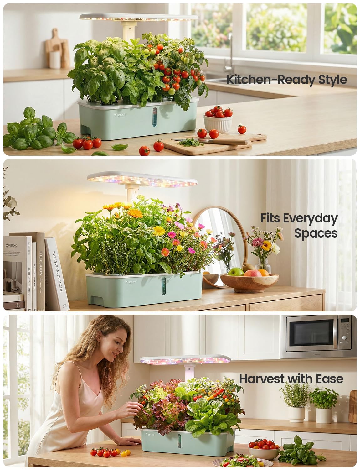 LetPot LPH-Air Hydroponics Growing System Kits, APP & WiFi Controlled Smart Indoor Garden with Adjustable 24W Grow Light Full Spectrum, 10 Pods Planter Indoor Gardening for Gifts, Kitchen, Vegetable