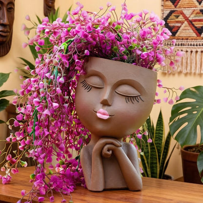 Face Planters Pots Head Planter, Air Plant Holder, Funny Plant Pots, Cute Small Succulent Flower Pot with Drainage for Indoor/Outdoor Plants, Home Garden Gift for Plant Lover, Unique Vase Art Decor 7"