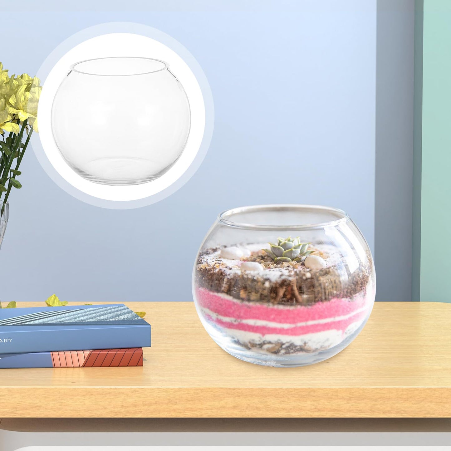 NUOBESTY Bubble Ball Glass Vase 15cm Hydroponic Plant Holder Fish Bowl Terrarium Centerpiece for Home Office Décor