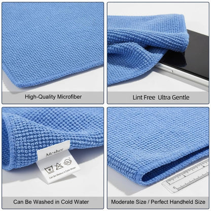 Mcsher Microfiber Cleaning Cloths - 6 Pcak, Blue, 6"x 7" Inch