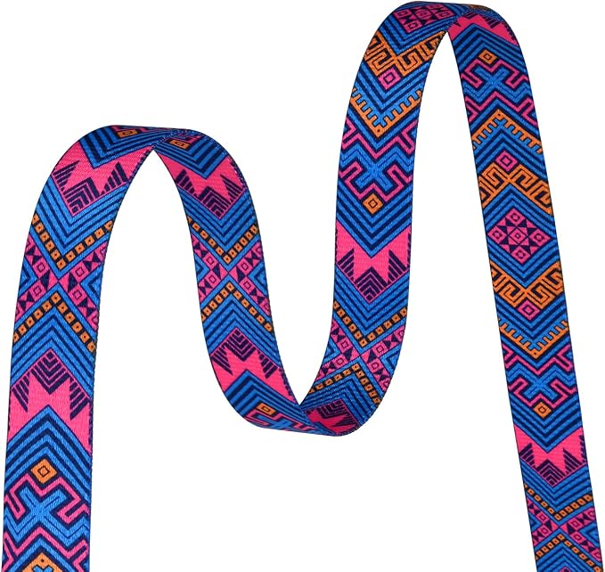 Mihqy Dog Collar with Bohemia Floral Tribal Geometric Patterns - Soft Ethnic Style Collar Adjustable for Small Medium Large Dogs(Orange Ethnic Style,S)