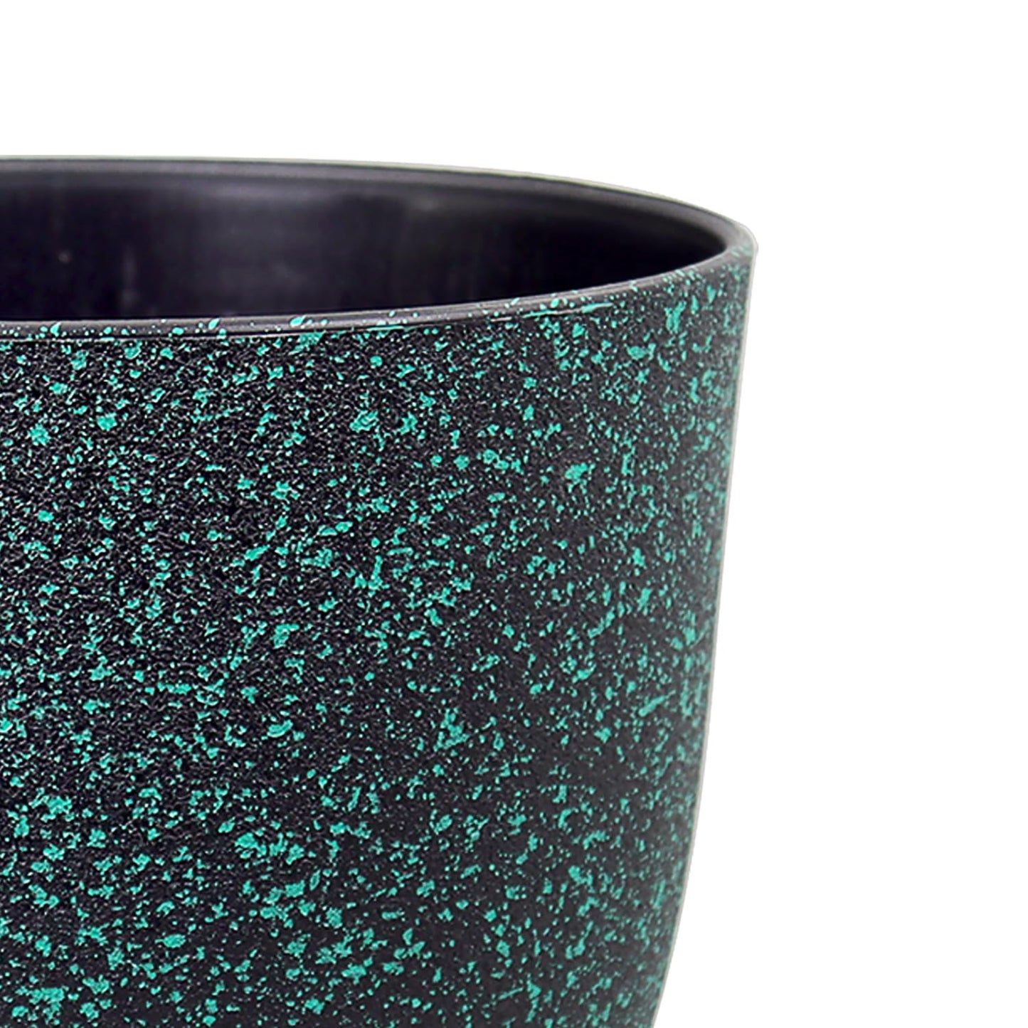 WSMKSZ Large Flower Pots 12/10/9 inch, Set of 3 Decorative Plastic Planters with Drainage Holes and Saucers for Garden House Plants, Plant Pots for Indoor Outdoor Plants, Black with Green Speckles