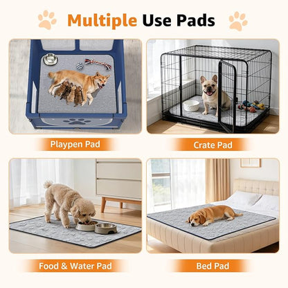 LOOBANI 2 Packs Extra Large Washable Pee Pads for Dogs 72"x72", Non-Slip Reusable Dog Mat, Super Absorbent Whelping Pads, Leak-Proof Dog Playpen Mat for Floor, Bed, Incontinence, Housebreak,Gray