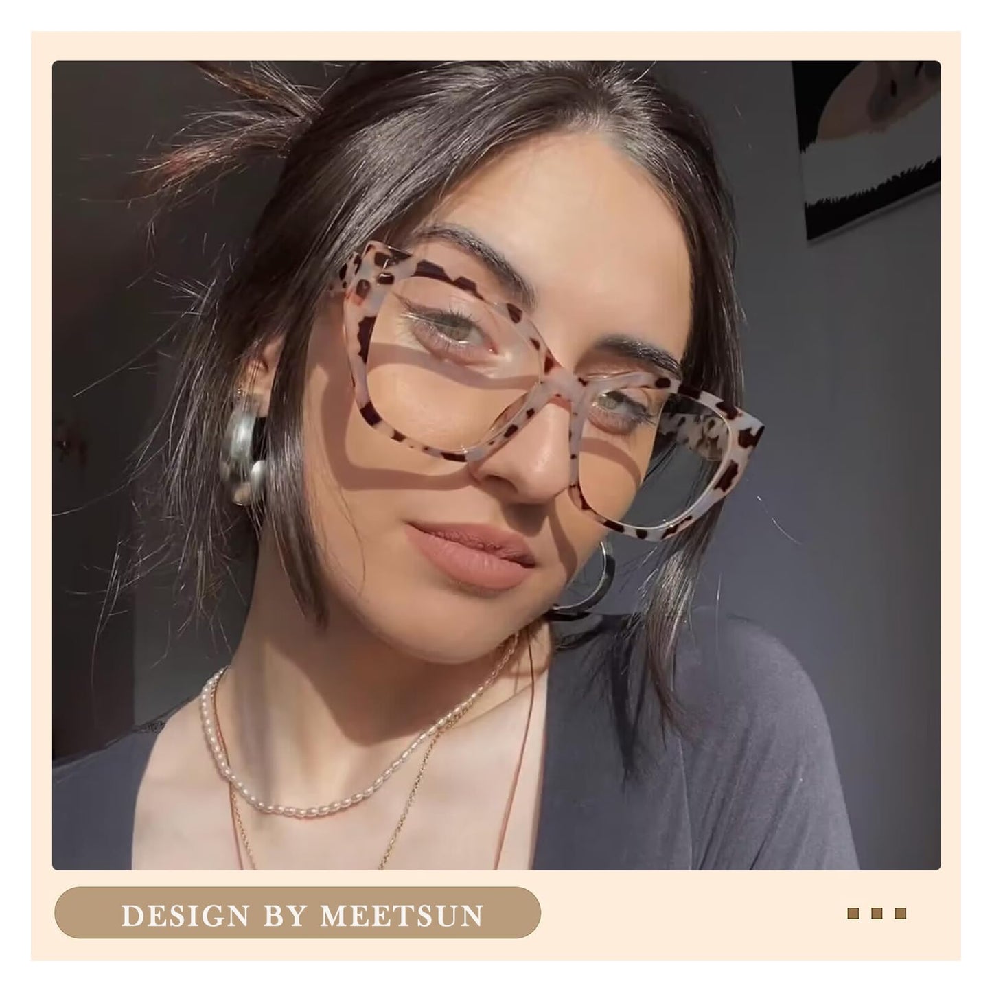 MEETSUN Blue Light Blocking Glasses for Women Men Cateye Vintage Square Anti Blue Light Glasses UV Ray Computer Gaming Glasses(Cream Tortoise)