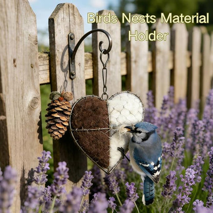Handmade Fiber Bird Nesting Heart, Winter Tree Shelter for Wild Birds,Birds Nests Material Holder, Hummingbird Nest Boxes for Outside, Gardens, Courtyards, and Outdoor Bird Shelters