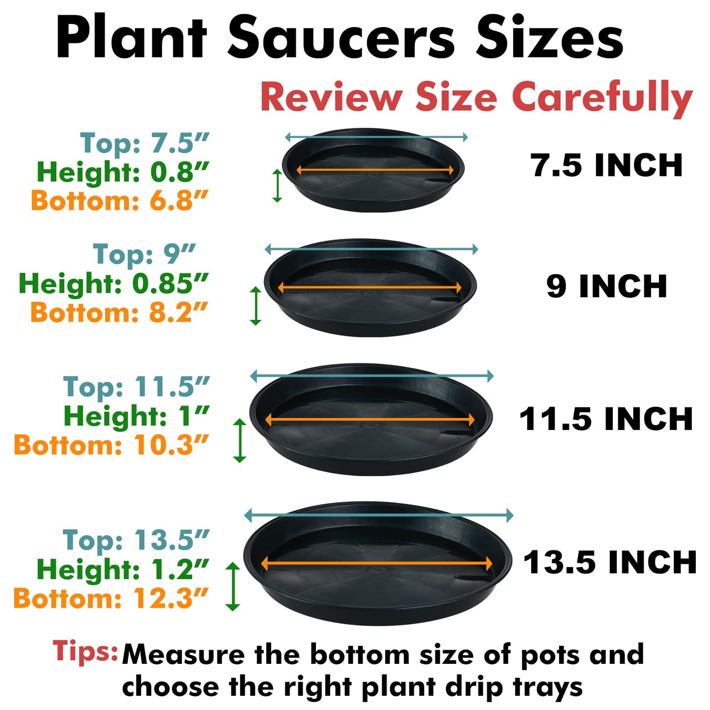 KvyusFlourish 8 Pack 11.5 Inch Plant Saucers for Indoors Outdoors Plastic Plant Water Catcher Trays No Holes Round Flower Pot Drip Trays, Heavy Duty Plant Pot Saucers Water Drainage Trays, Terracotta