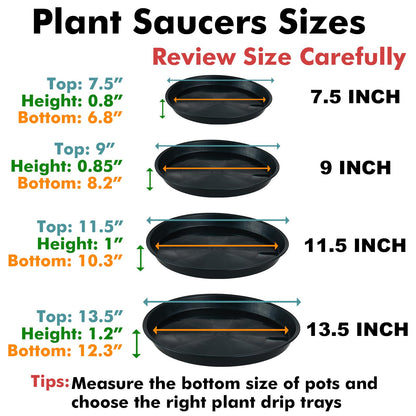 KvyusFlourish 8 Pack 11.5 Inch Plant Saucers for Indoors Outdoors Plastic Plant Water Catcher Trays No Holes Round Flower Pot Drip Trays, Heavy Duty Plant Pot Saucers Water Drainage Trays, Terracotta