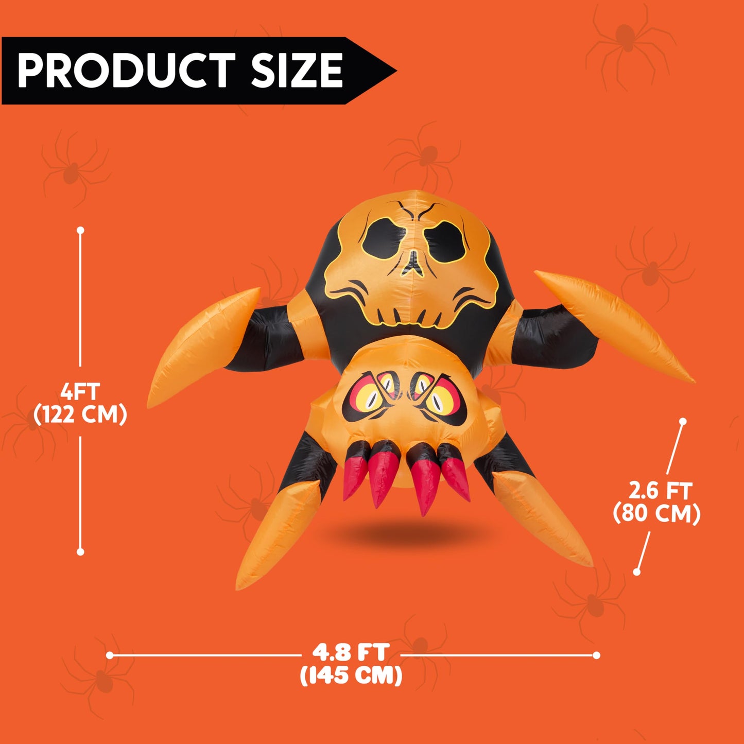 JOYIN 4ft Halloween Inflatable Spider Window Decoration, Stuck Blow Up Spider Window Breaker with LED Light, Scary Halloween Decoration for Outside Yard Garden Lawn House Decor