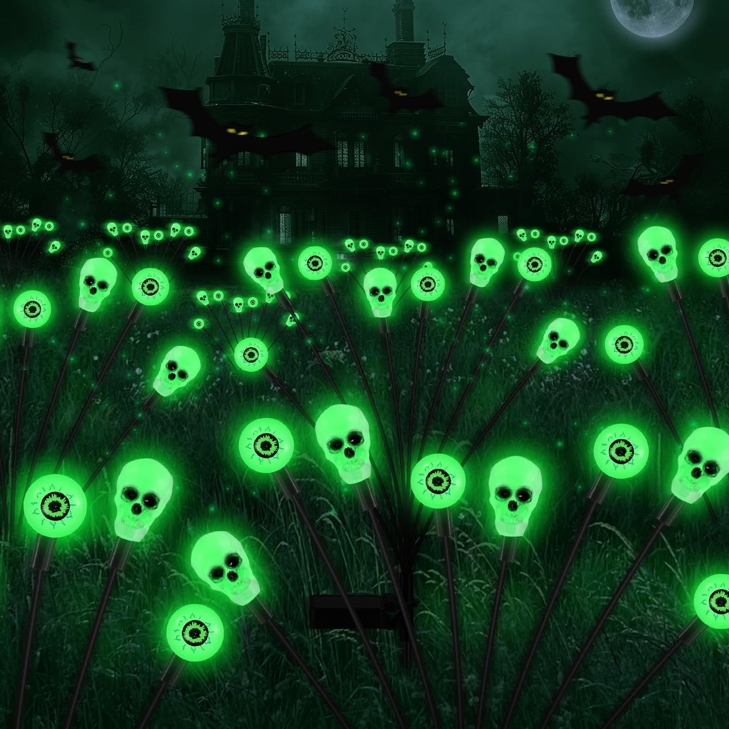 vignuto Halloween Decorations Outdoor, Scary Eyeball Lights,4PACKS 32LED,IP65 Waterproof,Halloween Decor for Garden/Yard/Patio/Lawn/Pathway(Green)