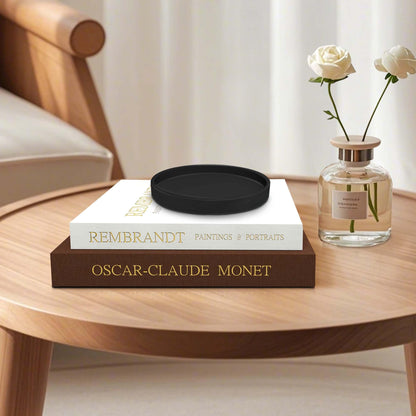 Novalunae Decorative Books for Home Decor, Set of 2 Linen Faux Book Box with Black Tray for Coffee Table & Bookshelf, Aesthetic Fake Books for Shelf & Entryway, Beautiful Modern Home Decoration Book